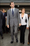 TWO MONTHS AFTER THE TERRORIST ATTACK AT ATOCHA STATION, PRINCE FELIPE AND HIS FIANCEE LETITZIA ORTIZ BRING FLOWERS IN HONOUR TO THOSE WHO WERE KILLED - ATOCHA STATION, MADRID, SPAIN