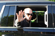 Johnny Depp leaves the set of "Black Mass" as a Happy Whitey Bulger