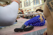 The Great British Tattoo Show at Alexandra Palace, London, 2014.  Tattoo Artists and enthusiasts at the UK's largest tattoo show.  More than 350 tattoo artists.  Also has shows including wrestling, Zombie Boy, Megan Daniels, Jamiroquai trubute Space Cowbo