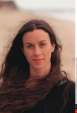 USA:ALANIS MORISSETTE AT HER MALIBU HOME  ON THE PACIFIC OCEAN. SHE IS WORKING ON HE