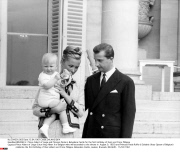 BRUSSELS : Prince Albert of Liege and Princess Paola in Belvedere Castle for the first birthday of their son Prince Philippe