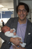 New fathers photographed on day of baby's birth, Chelsea and Westminster hospital, London, Britain - May 2014