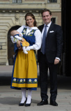Princess MADELEINE of Sweden and CHRIS O'NEILL present their baby girl LEONORE on Sweden's National Day