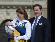 Princess MADELEINE of Sweden and CHRIS O'NEILL present their baby girl LEONORE on Sweden's National Day