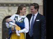Princess MADELEINE of Sweden and CHRIS O'NEILL present their baby girl LEONORE on Sweden's National Day