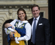 Princess MADELEINE of Sweden and CHRIS O'NEILL present their baby girl LEONORE on Sweden's National Day