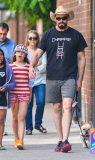 Hugh Jackman & Daughter Ava Walk Their Dog In NYC 