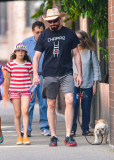 Hugh Jackman & Daughter Ava Walk Their Dog In NYC 