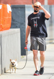 Hugh Jackman & Daughter Ava Walk Their Dog In NYC 