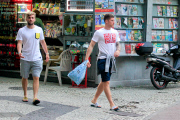 Members of the UK soccer team out shopping in Rio after recent loss