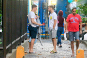 Members of the UK soccer team out shopping in Rio after recent loss