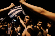 : Greeks celebrate after the qualification of the Greek team to the next phase of World Cup 2014