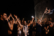 Celebrations after the Greek football team progress to the knockout stage of the World Cup, Thessaloniki, Greece - 25 Jun 2014