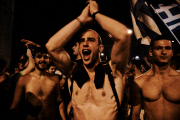 Celebrations after the Greek football team progress to the knockout stage of the World Cup, Thessaloniki, Greece - 25 Jun 2014