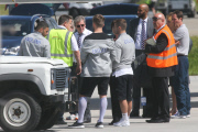 England football team arriving at Luton Airport after their exit from the 2014 FIFA World Cup, Britain - 25 Jun 2014