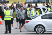England football team arriving at Luton Airport after their exit from the 2014 FIFA World Cup, Britain - 25 Jun 2014
