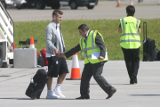 England football team arriving at Luton Airport after their exit from the 2014 FIFA World Cup, Britain - 25 Jun 2014