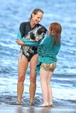 *EXCLUSIVE* Helen Hunt shows her puppy love on Family Surf Day