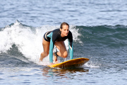 *EXCLUSIVE* Helen Hunt shows her puppy love on Family Surf Day