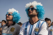 Argentinian soccer fans in Copacabana