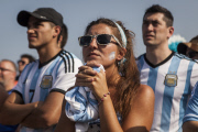 Argentinian soccer fans in Copacabana