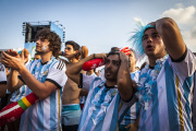 Argentinian soccer fans in Copacabana