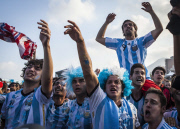 Argentinian soccer fans in Copacabana