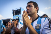 Argentinian soccer fans in Copacabana