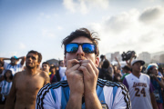 Argentinian soccer fans in Copacabana
