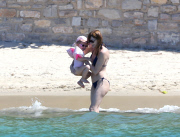 EXCLUSIVE NO WEB NO CREDIT : Carla Bruni-Sarkozy and Giulia at the beach