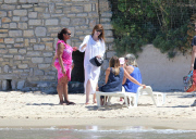 EXCLUSIVE NO WEB NO CREDIT : Carla Bruni-Sarkozy and Giulia at the beach