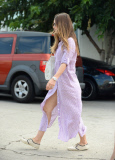 Jessica Biel Wears A Frumpy Purple Nightgown--Again