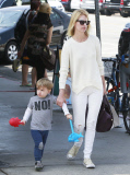 Semi-Exclusive... January Jones Takes Her Son To Breakfast 