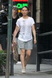 Lucy Liu out on the streets of New York filming Elementary