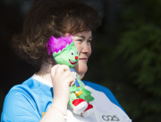 Susan Boyle running with the Queen's Commonwealth Baton, Glasgow, Scotland, Britain - 21 Jul 2014