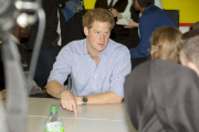 Prince Harry visits Bethnal Green Academy to meet with students who will be receiving training to become digital media champions for the Invictus Games