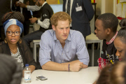 Prince Harry visits Bethnal Green Academy to meet with students who will be receiving training to become digital media champions for the Invictus Games