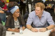 Prince Harry visits Bethnal Green Academy to meet with students who will be receiving training to become digital media champions for the Invictus Games