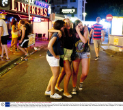 Young British Boys And Girls Many Celebrating The End Of Their Gcse's And 'a' Level Exams Hit The Punta Ballena Strip The Notorious Bar And Club Area Of Magaluf On The Spanish Island Of Mallorca. Visitor Accidents And Deaths In The Area Have Risen