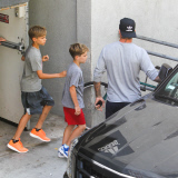 David Beckham and Family go shopping at Adidas Store