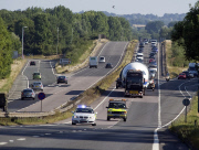 Body of dismantled Airbus airplane transported by road, Wiltshire, Britain - 03 Aug 2014