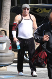 *EXCLUSIVE* Mickey Rourke beefs up at Gold's Gym