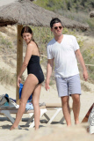 EXC - NOEL GALLAGHER AND WIFE SARA MACDONALD AT THE BEACH IN SPAIN