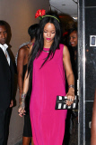 Rihanna is pretty in pink as she leaves a friendly dinner at Butter