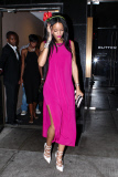 Rihanna is pretty in pink as she leaves a friendly dinner at Butter