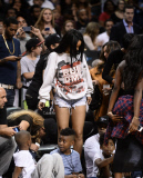 Rihanna sits courtside as Chris Brown plays in the Summer Classic Charity Game!