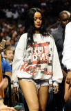 Rihanna sits courtside as Chris Brown plays in the Summer Classic Charity Game!