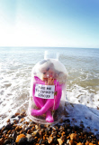 Girl in a bottle washes up on Brighton beach, Britain - 21 Aug 2014