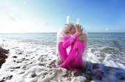 Girl in a bottle washes up on Brighton beach, Britain - 21 Aug 2014