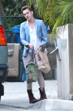 *EXCLUSIVE* Handsome Jonathan Rhys Meyers lugs his own groceries back home